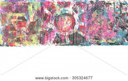 Abstract color acrylic and watercolor painting. Monoprinting  template. Canvas texture background.