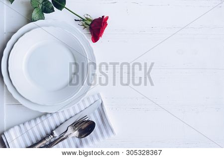 Valentine's Day Tabble Setting With Cutlery