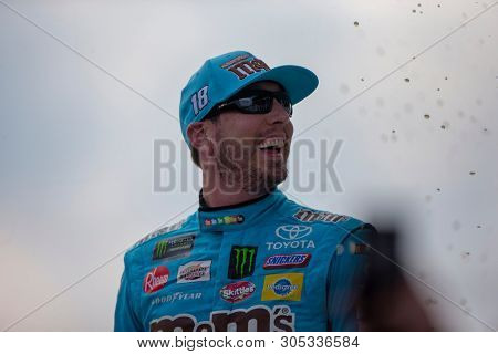 June 02, 2019 - Long Pond, Pennsylvania, USA: Kyle Busch (18) wins the Pocono 400 at Pocono Raceway in Long Pond, Pennsylvania.