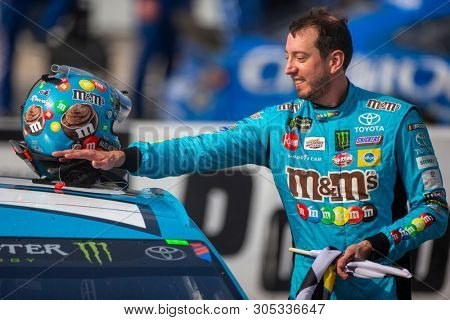 June 02, 2019 - Long Pond, Pennsylvania, USA: Kyle Busch (18) wins the Pocono 400 at Pocono Raceway in Long Pond, Pennsylvania.