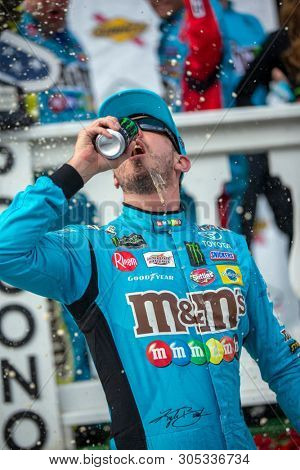June 02, 2019 - Long Pond, Pennsylvania, USA: Kyle Busch (18) wins the Pocono 400 at Pocono Raceway in Long Pond, Pennsylvania.