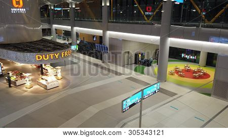 Istanbul, Turkey - May 7, 2019: Aerial View Of Duty Free Stores And Kids Area Playland Of New Istanb