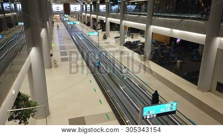 Istanbul, Turkey - May 7, 2019: Aerial View Of The Travelators For Quicker Transfer In Istanbul Inte