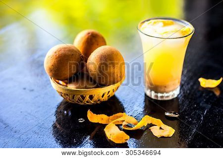 Ramadan Drink Or Ramazan Drink Also A Summer Drink On Wooden Surface I.e. Chikoo Shake Or Chikoo Fal