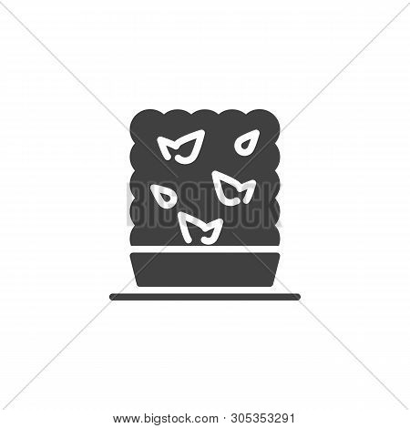 Square Plant In A Flower Pot Vector Icon. Filled Flat Sign For Mobile Concept And Web Design. Garden