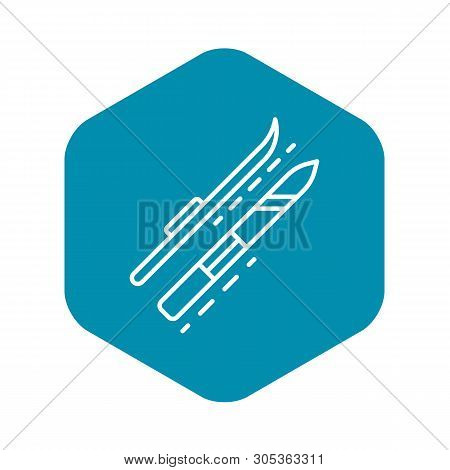 Skis Icon. Outline Skis Vector Icon For Web Design Isolated On White Background