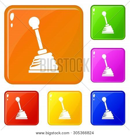 Gear Stick Icons Set Collection Vector 6 Color Isolated On White Background