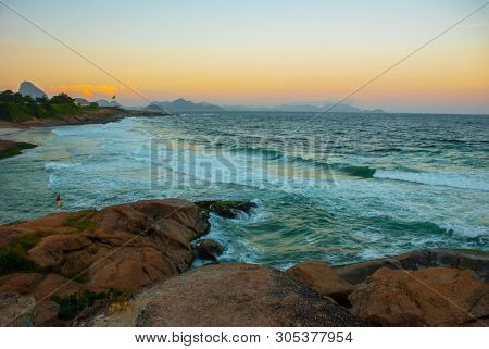 Beach Landscape - Ipanema Beach View From Arpoador Rock- Rio De Janeiro, Brazil