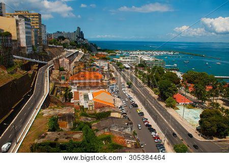 Salvador, Brazil: View Of The Port From The Lift To The Lower Town Salvador Da Bahia.