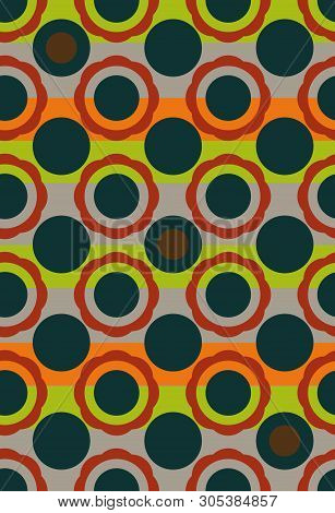 Seamless Vector Geometric Circles Pattern Background In Vintage Colors. Surface Print Design.