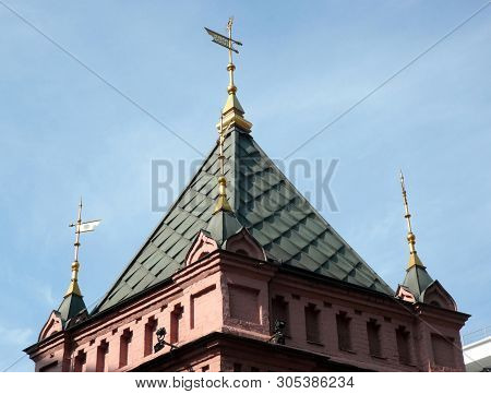 Capstan On Sky Background City Center At Dry Sunny Summer Day