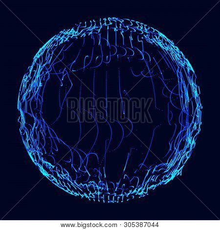 Futuristic Sphere Of Multiple Points. Abstract Wormhole. Illustration In Space Style. 3D Rendering.
