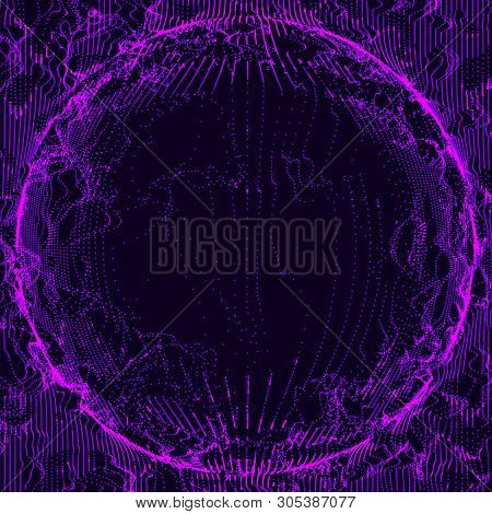 Futuristic Sphere Of Multiple Points. Abstract Wormhole. Illustration In Space Style. 3D Rendering.