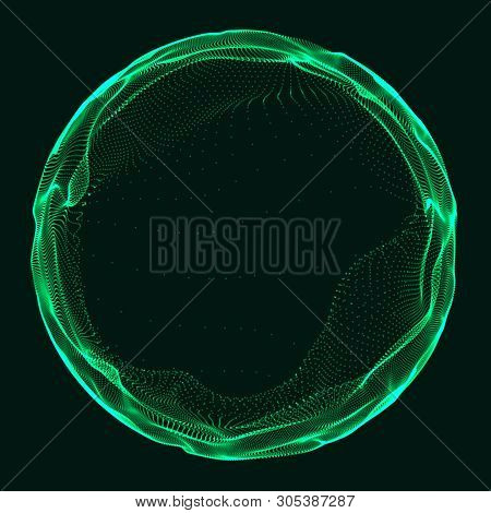 Futuristic Sphere Of Multiple Points. Abstract Wormhole. Illustration In Space Style. 3D Rendering.