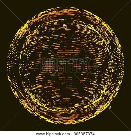 Futuristic Sphere Of Multiple Points. Abstract Wormhole. Illustration In Space Style. 3D Rendering.