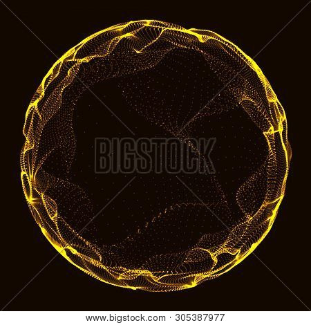 Futuristic Sphere Of Multiple Points. Abstract Wormhole. Illustration In Space Style. 3D Rendering.