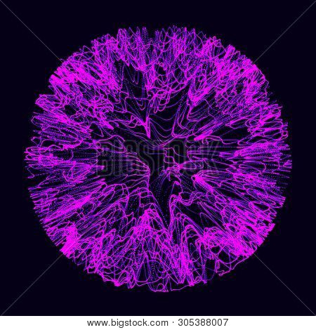 Futuristic Sphere Of Multiple Points. Abstract Wormhole. Illustration In Space Style. 3D Rendering.