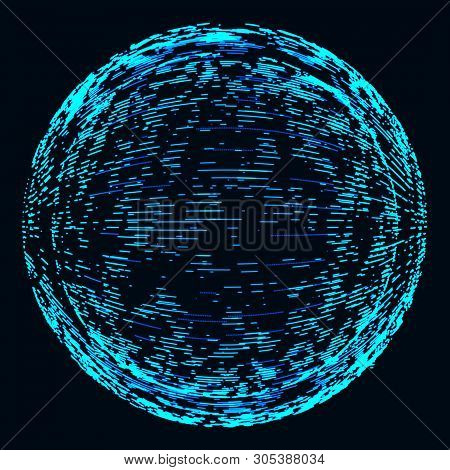 Futuristic Sphere Of Multiple Points. Abstract Wormhole. Illustration In Space Style. 3D Rendering.