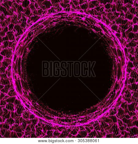 Futuristic Sphere Of Multiple Points. Abstract Wormhole. Illustration In Space Style. 3D Rendering.