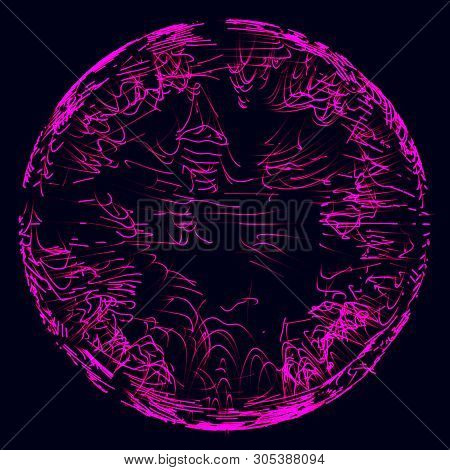 Futuristic Sphere Of Multiple Points. Abstract Wormhole. Illustration In Space Style. 3D Rendering.