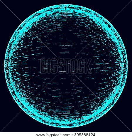 Futuristic Sphere Of Multiple Points. Abstract Wormhole. Illustration In Space Style. 3D Rendering.