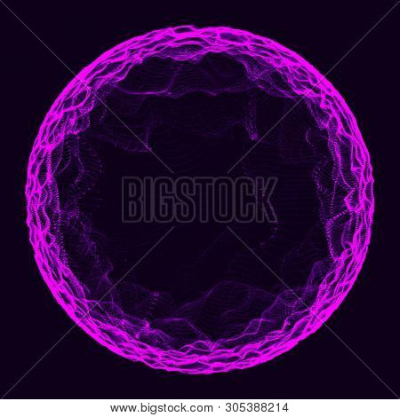 Futuristic Sphere Of Multiple Points. Abstract Wormhole. Illustration In Space Style. 3D Rendering.