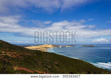 View Of Cape Maria Van Diamen And Te Werahi Beach By Cape Reinga, North Island Of New Zealand