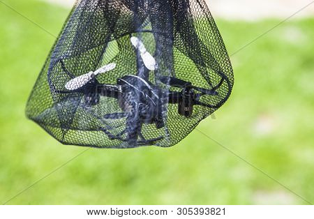Quadcopter Grid Grass Background Nobody Day Light