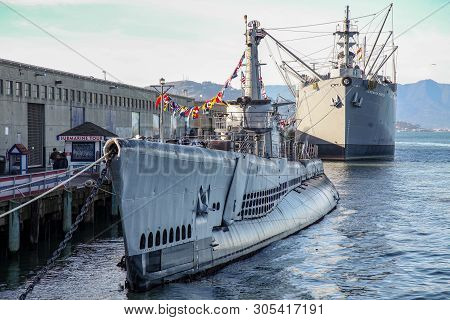California, Usa:december 12,2018:submarine Uss Pampanito Used In World War 2