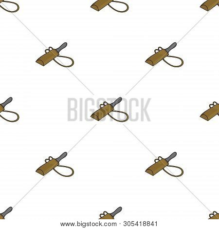 Seamless Pattern With Knife In Case On White Background. Medieval Weapon. Adventure Items. Cartoon S