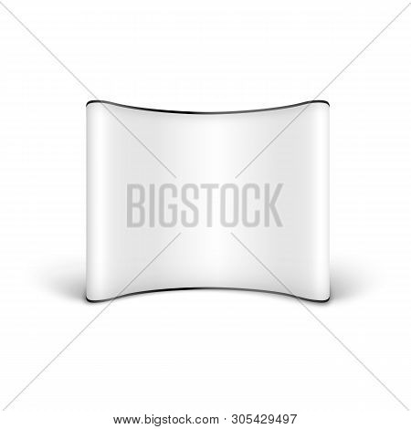 White Blank Advertising Pop Up Banner With Curved Empty Display