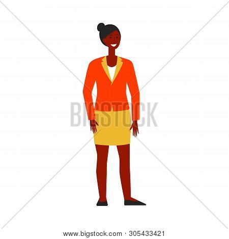 Black Girl Or Woman The Candidate Or Employee Flat Vector Illustration Isolated.