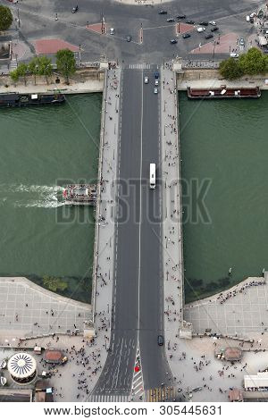 Long Bridge Called Jena Bridge Or Pont Du Iena In French Language In Paris France