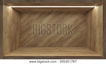 Realistic Empty Shelf For Promotion Design. Presentation Template. Space Background. Blank Display E