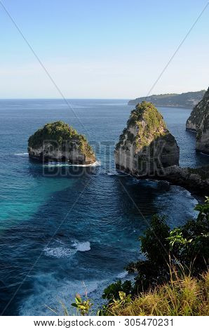 Beautiful View Over Atuh Beach And Surrounding Bay On Nusa Penida Island Near Bali, Indonesia