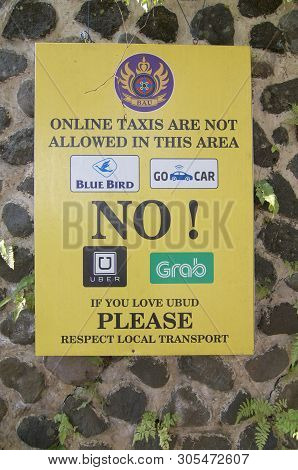 Ubud, Bali, Indonesia - 15th May 2019 : Protest Sign Place From Local People In Ubud Against The Onl