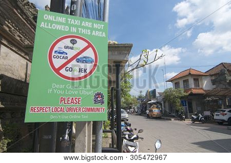 Ubud, Bali, Indonesia - 17th May 2019 : Protest Sign Place From Local People In Ubud Against The Onl