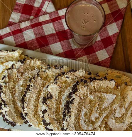 Slices Of A Rolled Creamy Cheese Cake
