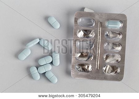 Open And Used Pack Of Blue Pills