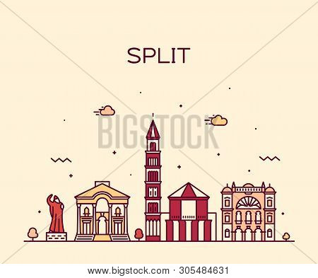 Split Skyline Croatia Vector Illustration A Linear