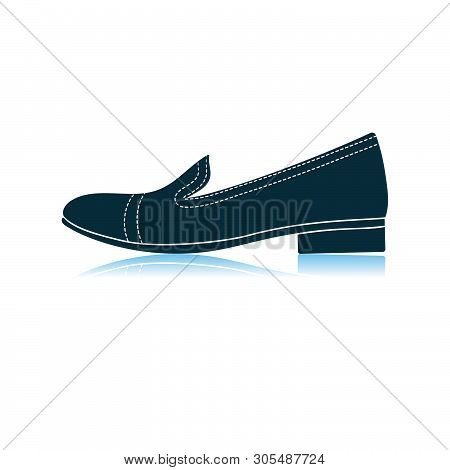 Woman Low Heel Shoe Icon. Shadow Reflection Design. Vector Illustration.