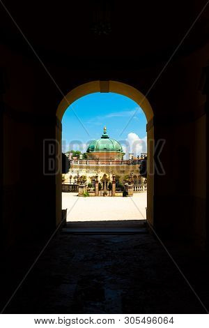 Buchlovice Castle, Czech Republic. Ancient Heritage Exterior Built In Baroque Style. Famous Tourist