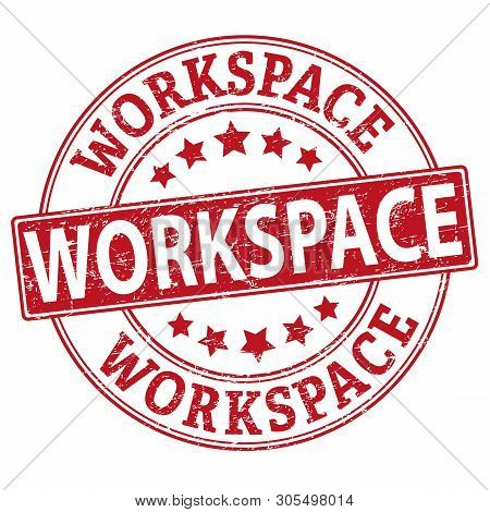 Red Workspace Web Stamp Icon Logo Isolated