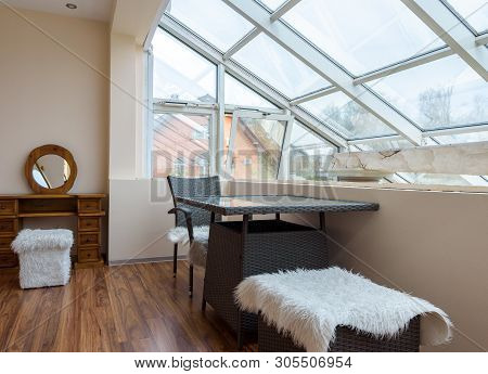 Moscow - May 2, 2018: Interior Of Hotel Or Residential House In Daylight. Cozy Room With Furniture I