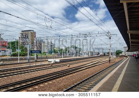 Gdynia, Pomerania Region / Poland - 2019: Passengers Are Waiting For The Train On The Platform Of Th