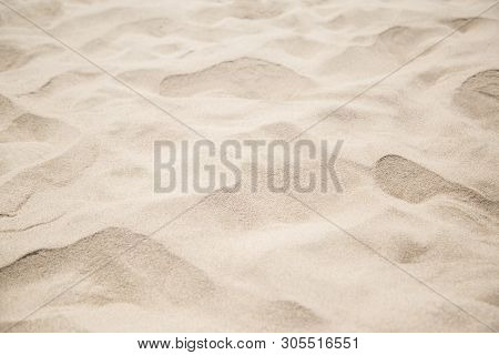 Fine Beach Sand In The Summerbackground With Copy Space And Visible Sand Texture.