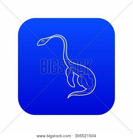 Aquatic Dinosaur Icon Blue Vector Isolated On White Background