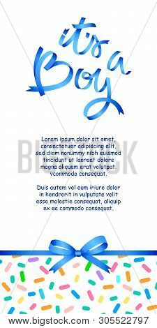 Calligraphy Greeting Card, Its A Boy. Baby Shower Or Baby Birth Lettering Card Template. Just Add Yo