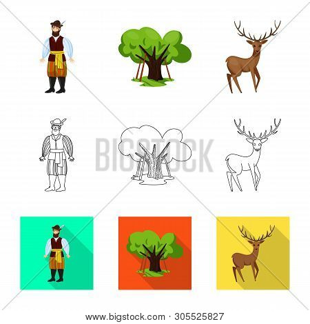 Vector Design Of Traditional And Tour Logo. Set Of Traditional And Landmarks Stock Vector Illustrati