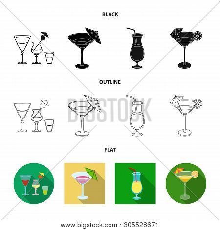 Isolated Object Of Cocktail And Menu Sign. Set Of Cocktail And Margarita Stock Vector Illustration.